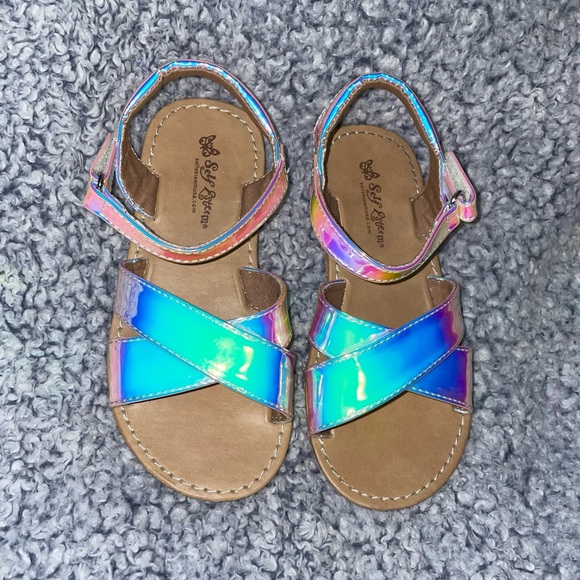 GIRLS SIZE 9 IRIDESCENT SANDALS - Picture 7 of 7